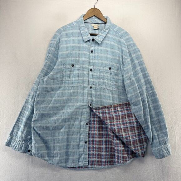 Carbon 2 Cobalt Shirt Men's 2XLT 2XL Tall Blue Textured Colorful Preppy Pockets - Picture 2 of 12